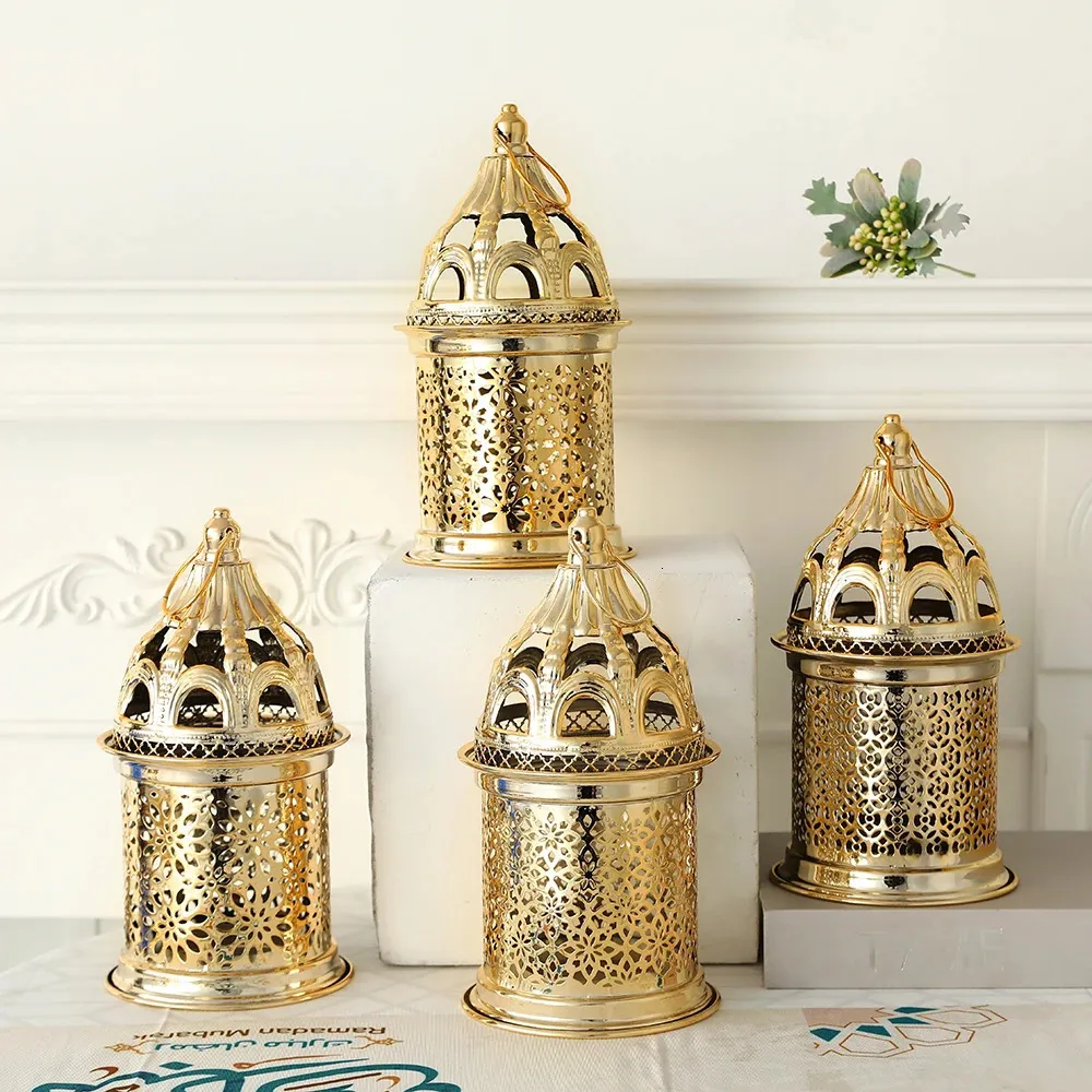 1 st Ramadan lantaarns holle patroon lamp mubarak met muzieklichten voor thuis moslim Islam Festival Party Supplies Ramadan Decor 240403