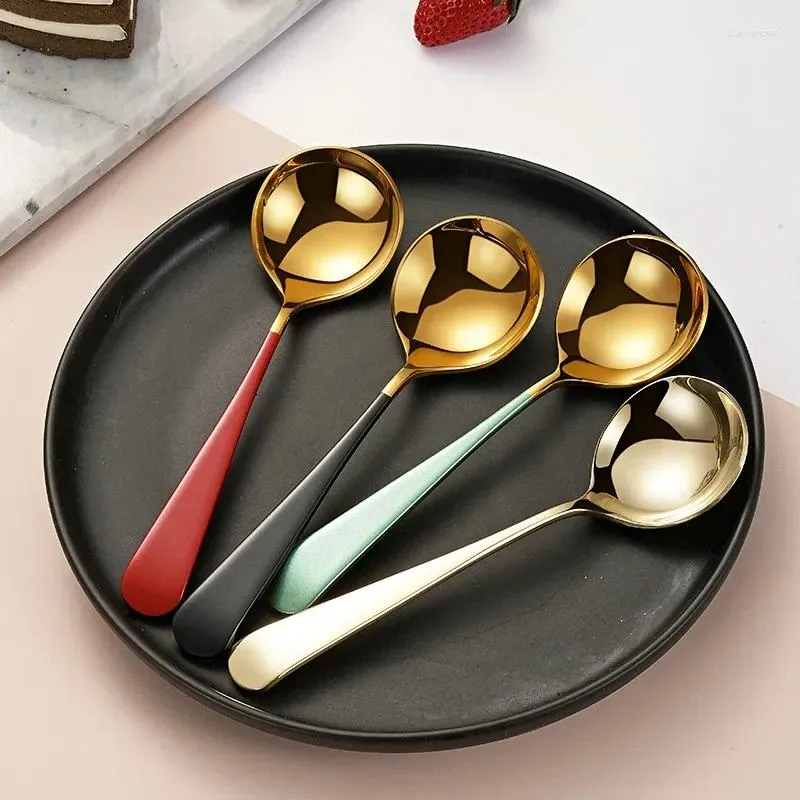 Spoons Net Red Round Head Scoop 304 Rostfritt stålsked Japanska och koreanska kaffedesser Hushåll
