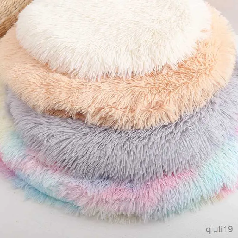 Cat Beds Furniture Soft Plush Round Cat Bed Mat for Small Dogs Cats Cozy Fleece Pet Sleeping Mat Kitten Puppy Nest Warm Pet Cushion Cat Accessories