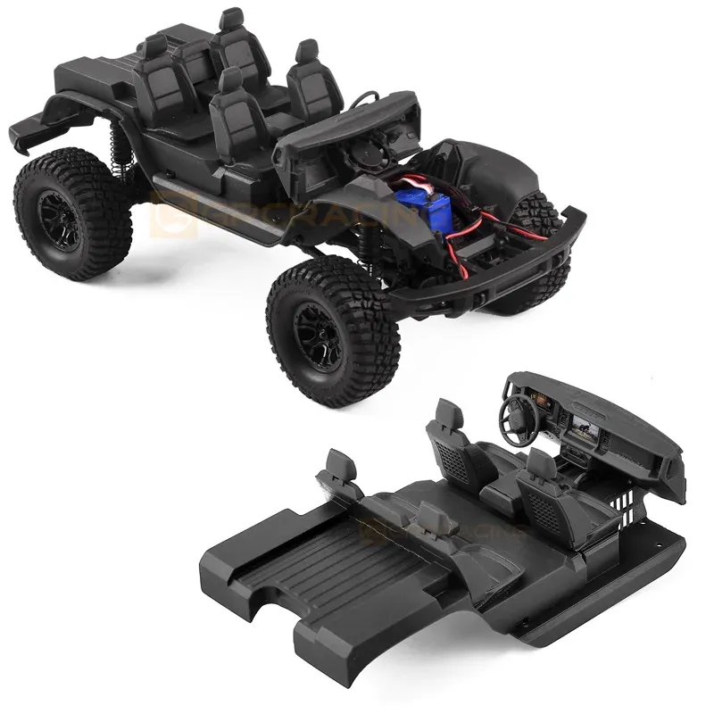 Simulated Cockpit Central Control Seat Interior with Motor Cooling Fan for 1/18 RC Crawler Car Traxxas TRX4M Bronco Upgrade Part