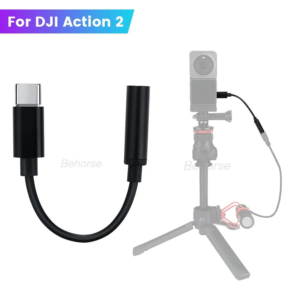 Tillbehör 3,5 mm mikrofonadapterkabel för DJI Action 2 Camera Mic Audio Adapter Line Accessories