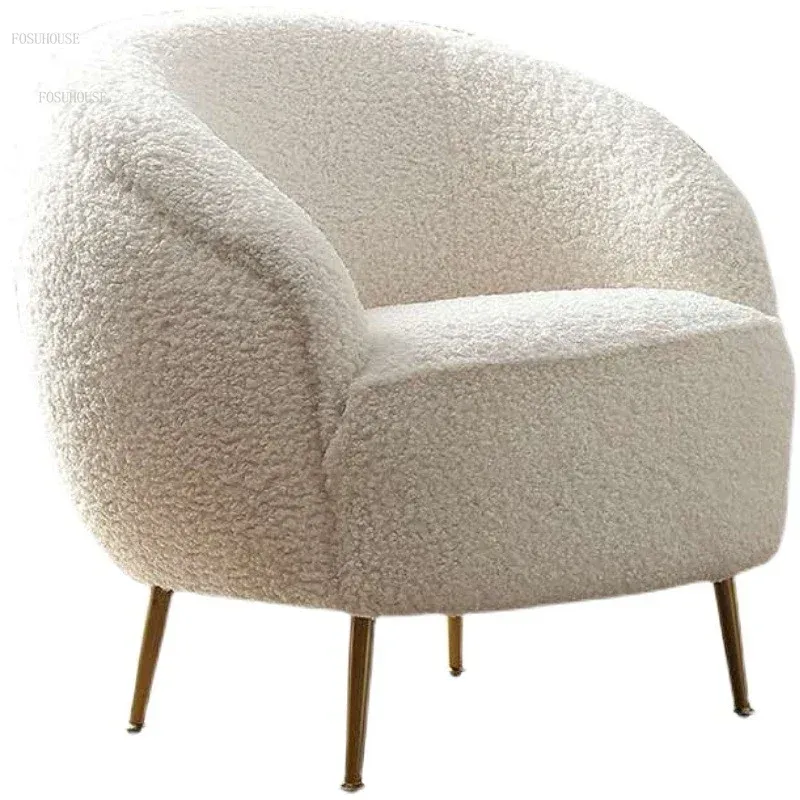 Nordic Lamb Velvet Living Room Chairs Home Furniture Loison Balcon Small Apartment Sofa Chifa Luxury Back Failchair Single Sofa