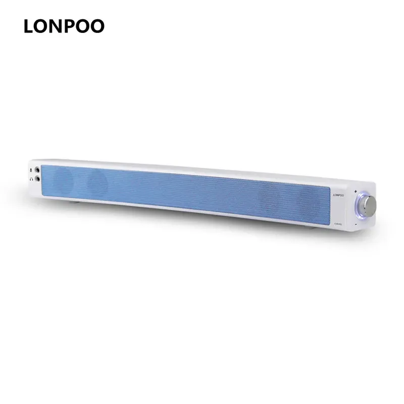 Högtalare Lonpoo Högtalare Datorhögtalare 10W USB Power Soundbar för TV -högtalare för PC -telefon Laptop Mic Earphone Output Aux RCA -högtalare