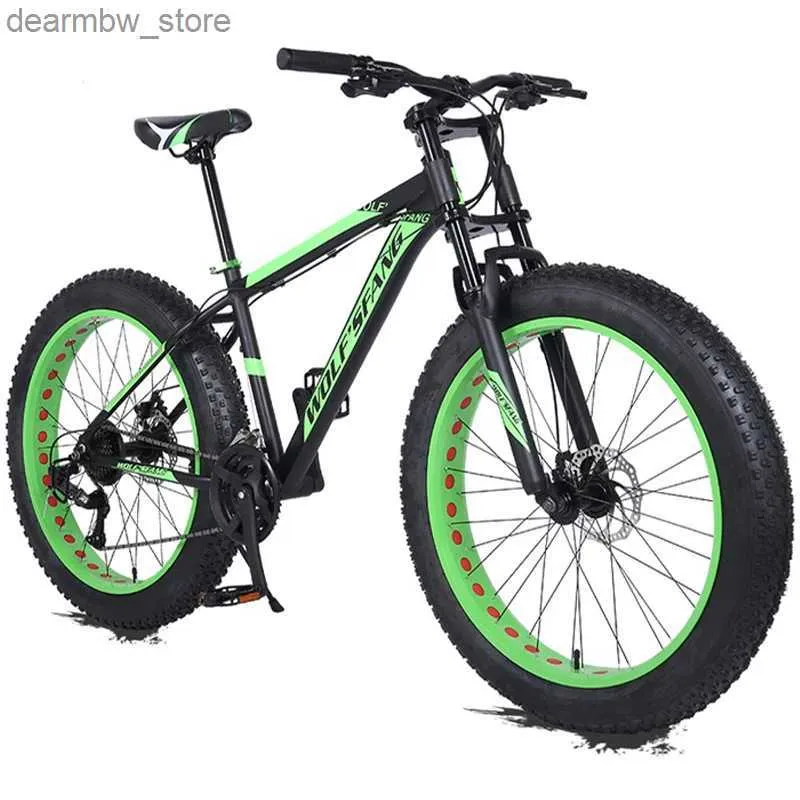 Bikes Wolfs Fang Bicyc Aluminium ALLIAG Cadre 26 * 4.0 Fat Snow Wide Tire Bélo de montagne 24 vitesses Doub Datte Fork Fork Outdoor L48