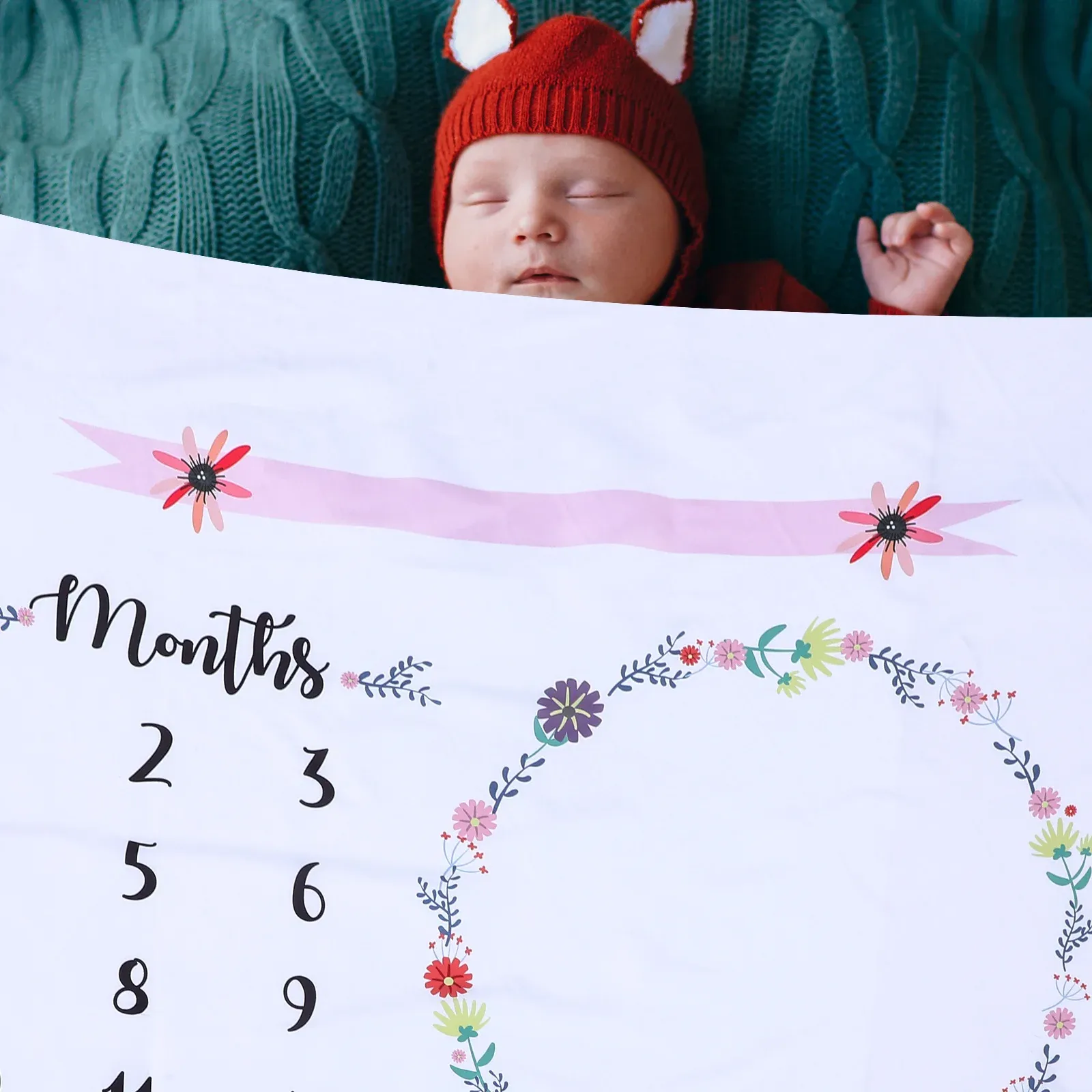 Monthly Milestone Blanket Newborn Photography Background Blanket Baby Shower Props(Colorful)