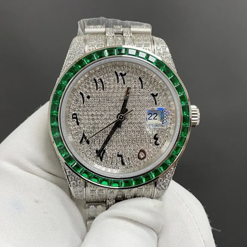 Threat 2000 Diamonds Mens Watch 41 mm Mouvement mécanique automatique Montres Sapphire imperméable Fashion Business Wristwatch Montre de Luxe pour hommes