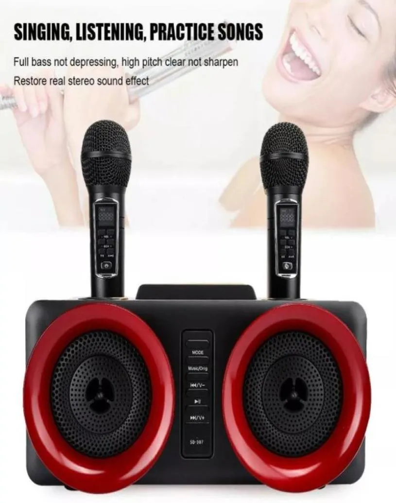 SD307 Family KTV 휴대 전화 휴대용 무선 가라오케 야외 서브 우퍼 USB Bluetooth Speeler 4457697254409 용 TFAUXRECORDINGMICROPHONE