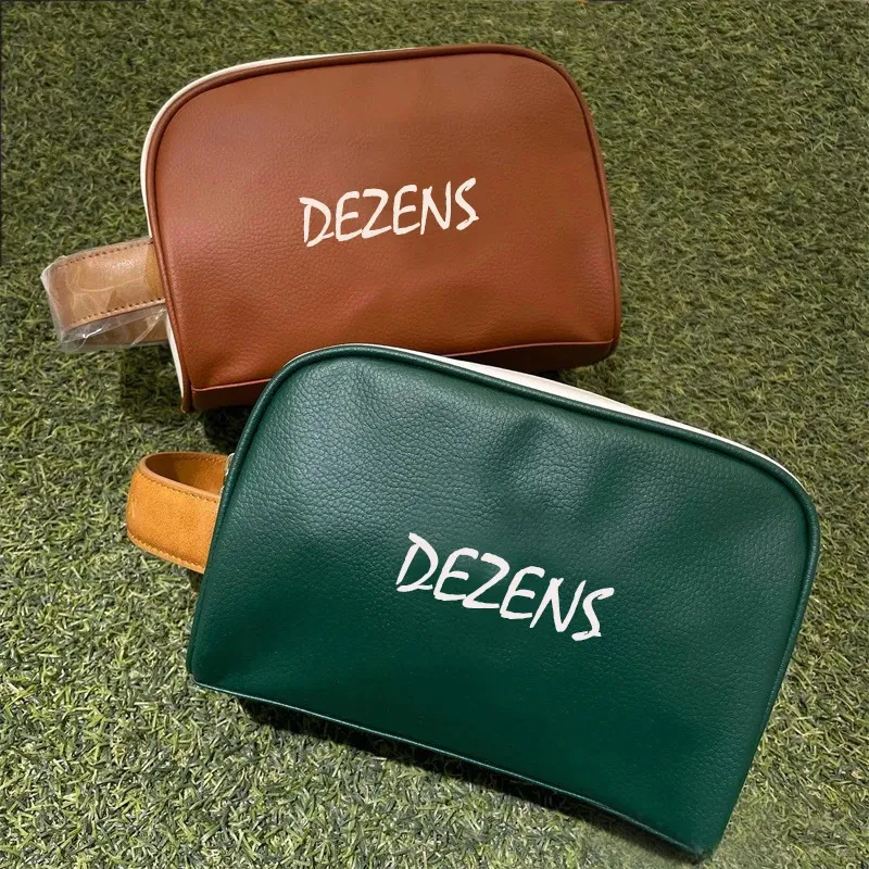 Dezens Golf Handbag Green Pu Fashionable Waterproof Golf Pouch Handbag Makeup Bag 240328