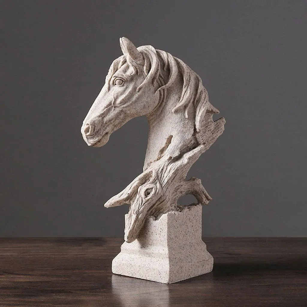Horse Head Bust Statue -Finished Table Sculpture for Housewarming Gift