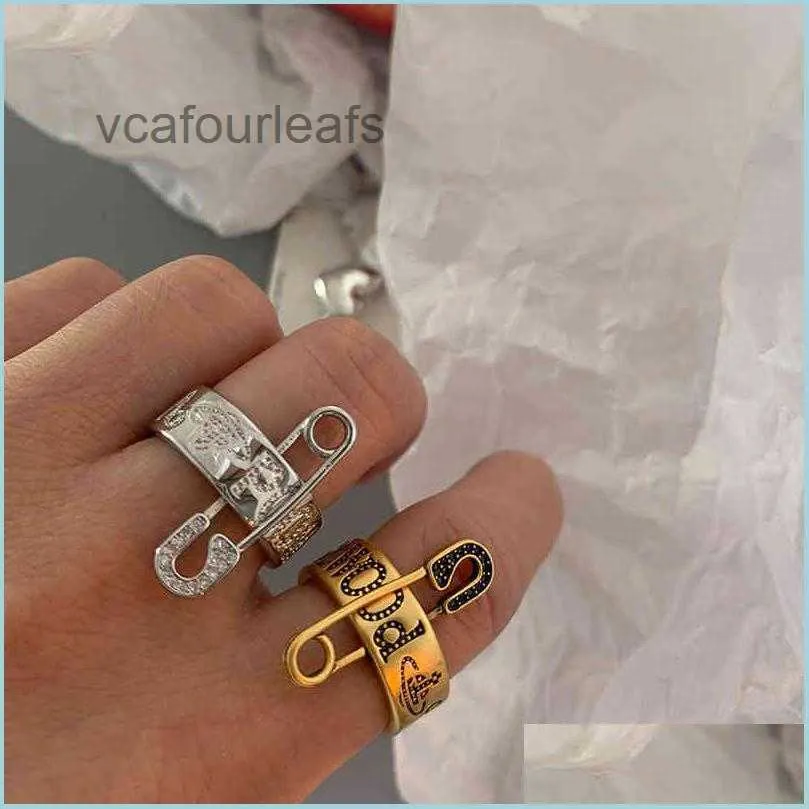 Band anneaux Ins vendant des bijoux 925 Sier Ring Nouveaux accessoires Punk Designer Pin Lettrage Fashion Women Drop D Dhhnx