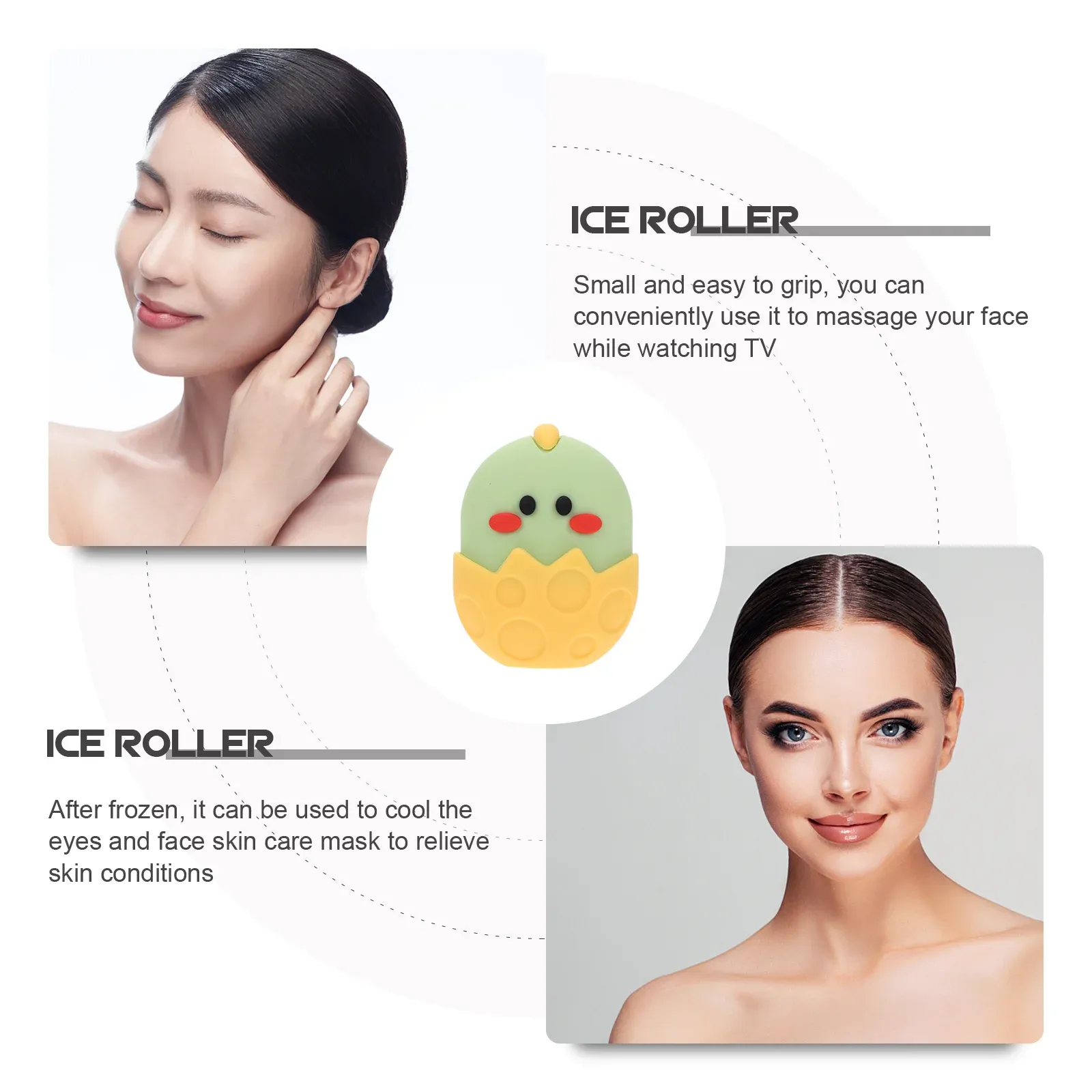 Massagem facial bandeja de gelo rolo de roller silicone massager molde de molde de sílica gel Ferramenta de gelo Miss Skin Care