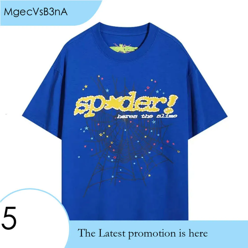 Men T Shirt Pink Young Thug Sp5der 555555 Mans Women Quality Foaming Printing Spider Web Pattern Tshirt 859