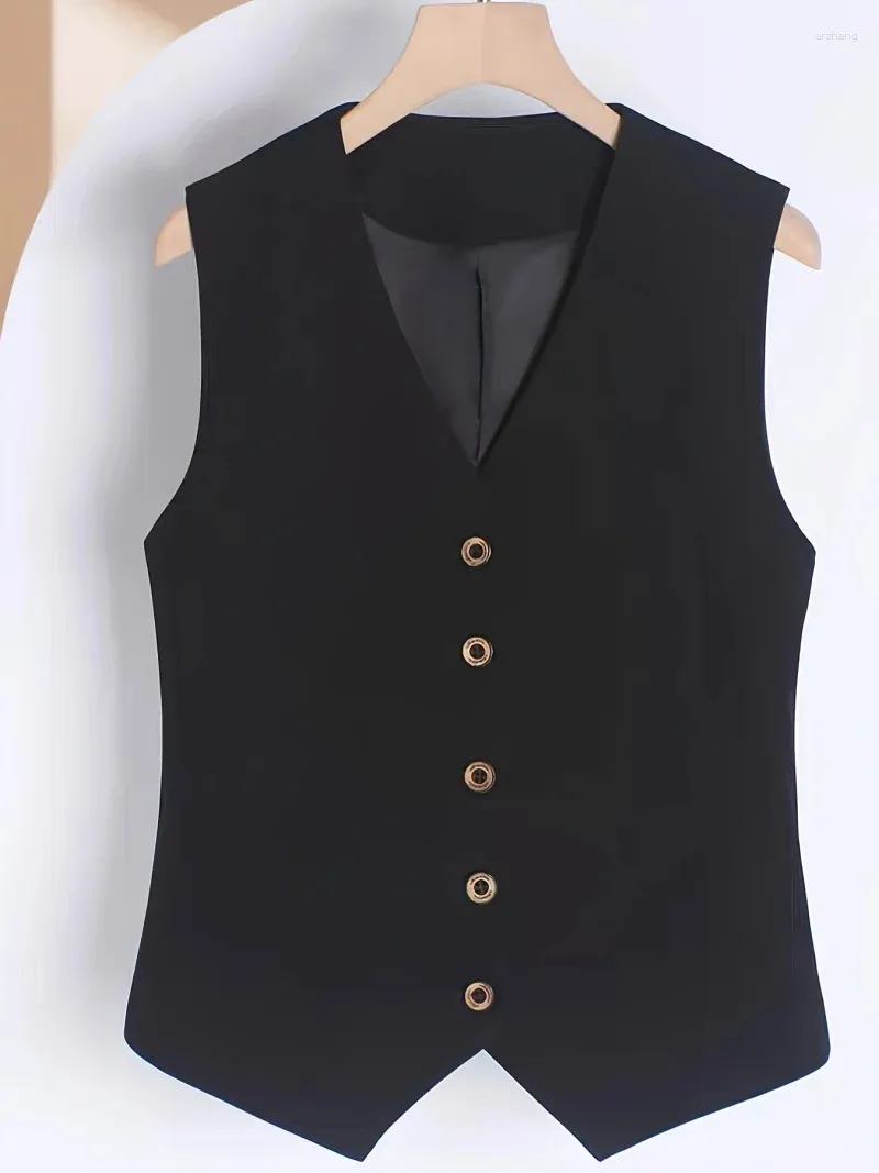 Damesvesten Vintage pak Waistcoat Fashion Simple Single Breasted elegant mouwloos vest Casual vaste kleur Slim-fit kleine jas