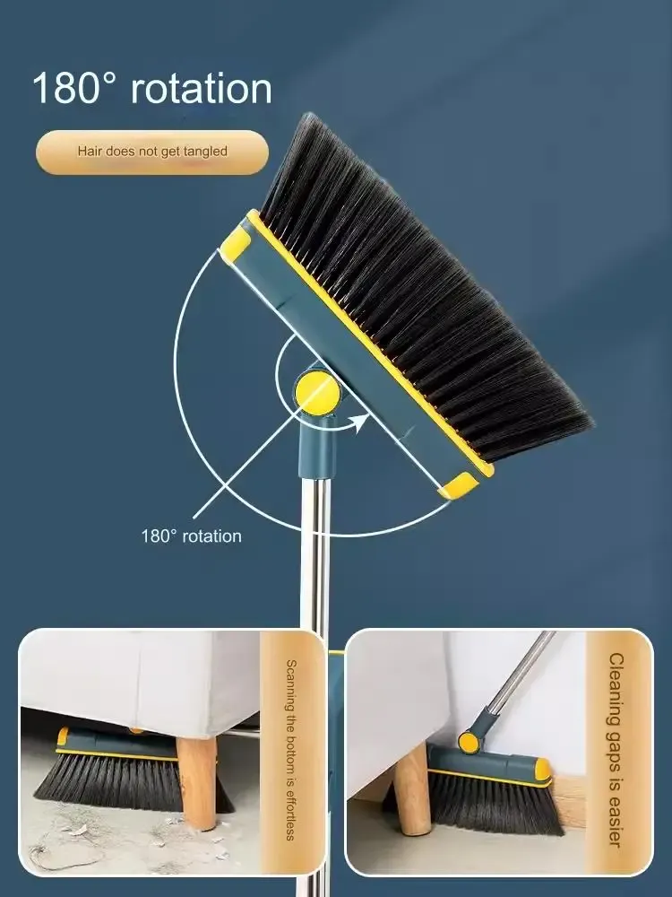 Broom e pó de lixo com alça de 38 "de 38" para o escritório da sala de cozinha em casa Use piso de stand up stand up stand up broom com dus