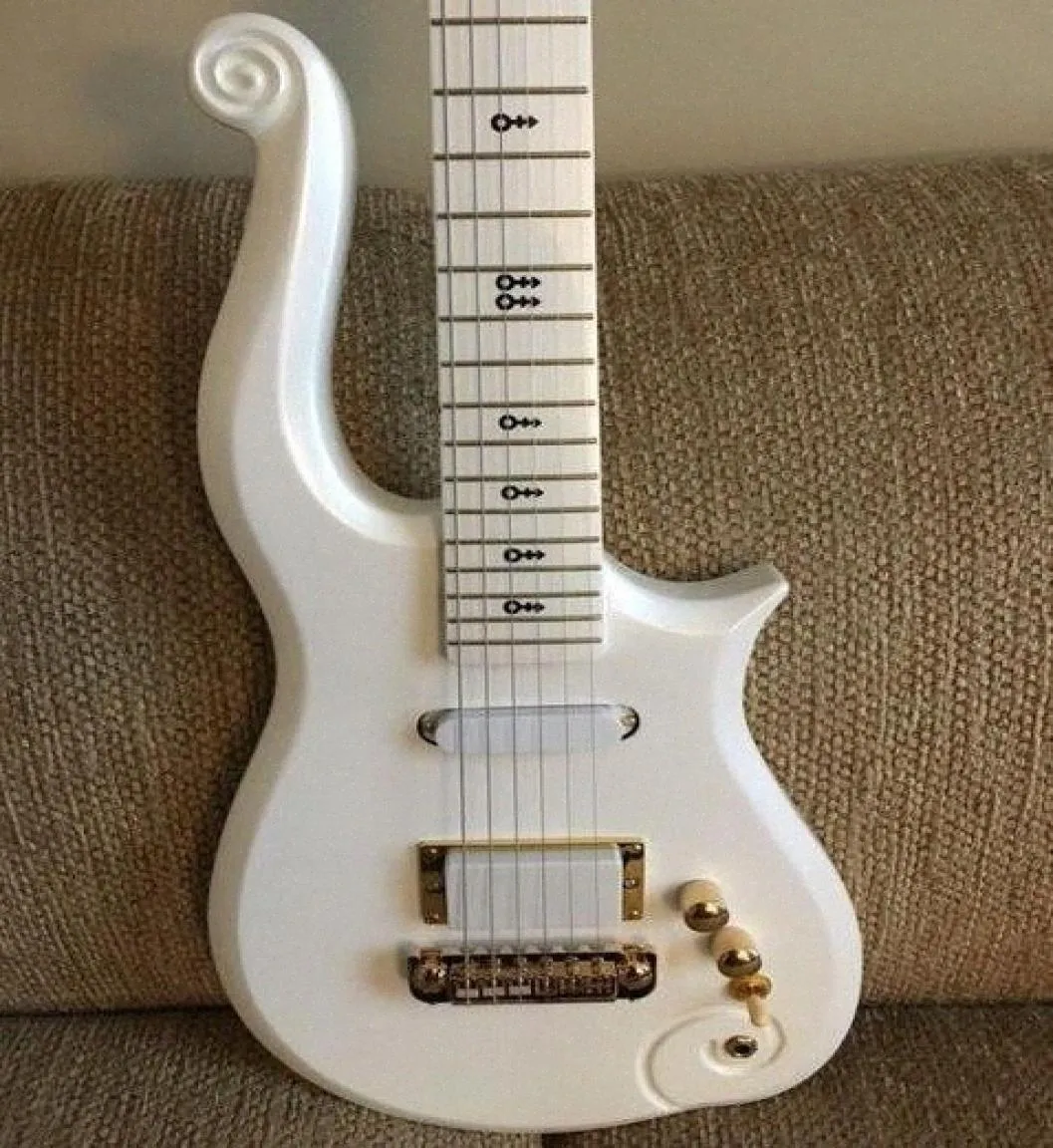 Special Scroll Horn Rare Diamond Series Prince Cloud Apline White Electric Guitar Alder Body Maple Neck Svart Symbol Inlay i ST1330728