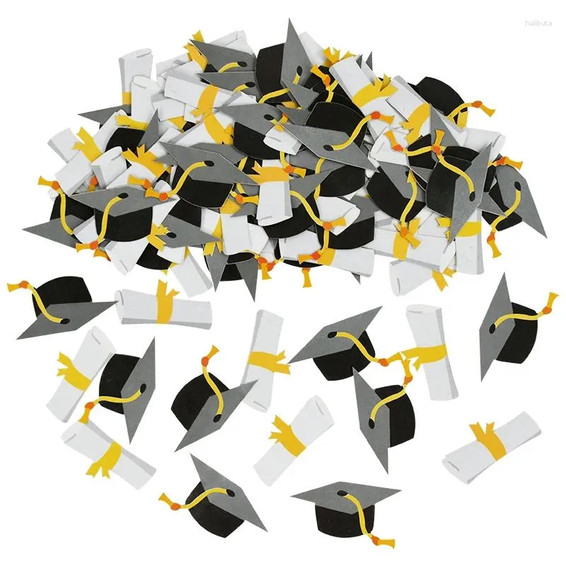 Party Decoration 100pcs Graduation Bachelor Hat Paper Confetti 2024 Congratulation Table Supplies DIY Po Props