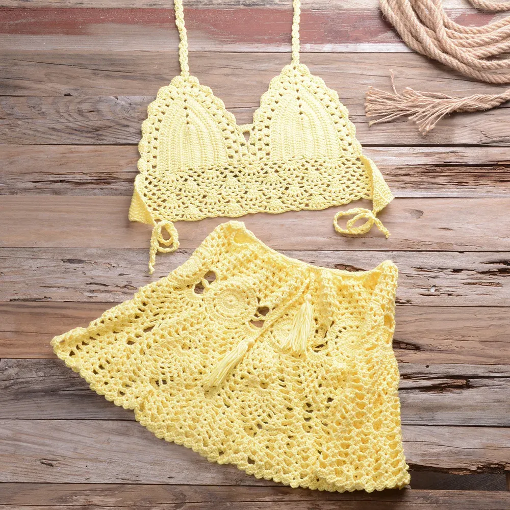 Couvre Couverture De Plage Du Crochet: Set Dété En Deux Pièces Top