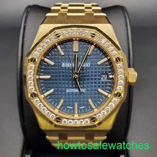 Orologio da polso funzionale AP Royal Oak Series 15451ba Diamond Diamond Blue Dial Mens e Womens Unisex Fashion Leisure Business Sports Machinery Watch