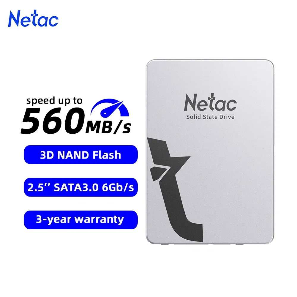 Drives NETAC 2,5 -calowy SATA3 SSD 2TB 1TB HDD TLC Dysk twardy SATAIII 6GB/s Dysk stanu solidnego dla komputerowego pulpitu