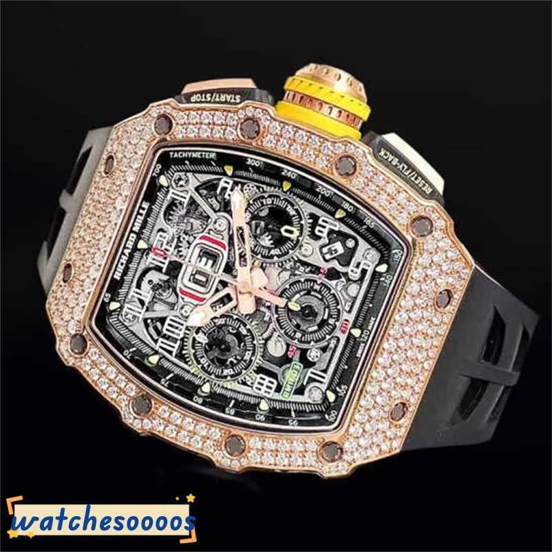 Watches Designer Watches Mechanical Wrist Watch Swiss Movement Swiss RM Tactical Mechanical Wrist RM1103 Original Diamond Set 18K Rose Gold Dia