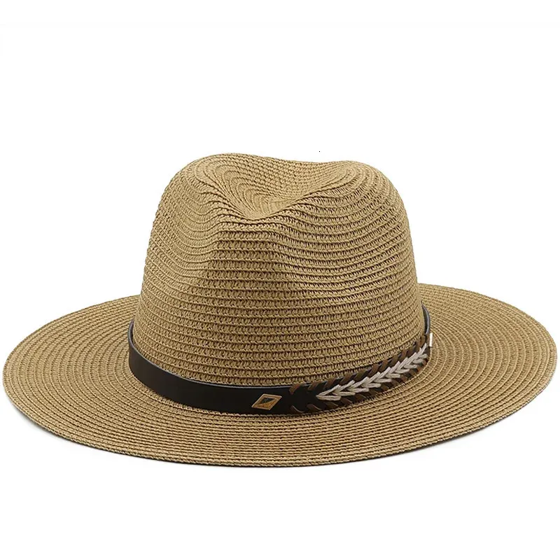 5860 cm Panama Hat Summer Leisure Sun Hats For Women Men Beach Straw Fashion UV Protection Rese Caps Chapeu Feminino240409