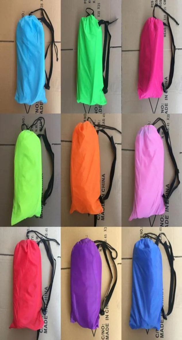 24070cm Uppblåsbar lat väska luftsoffa Nylon Laybag Air Sleeping Bag Camping Portable Beach Bed Lazy Bag Air Lounger C181106016036825416405