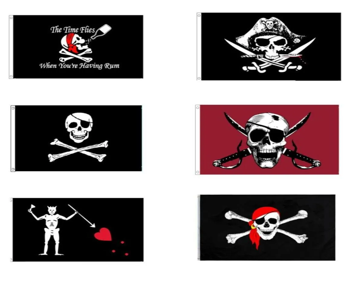 Hochwertige Piratflagge 6 Muster Farben Polyester Druck 90x150 cm Schädelflags fliegen für die Außenversion 5700362