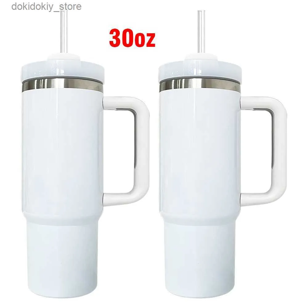 Mugs Blank sublimation lossy white H2.0 30oz quencher adventure tumbler with lid and straw double walled stainless steel travel mus cups best value ifts 25PCS/CASE L49