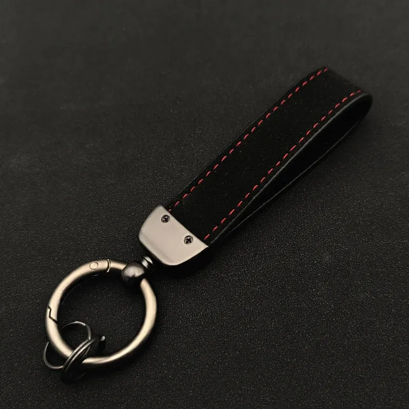 Saab 93 Leather Keyring - Black Rectangle Key Fob With Quality Stitching