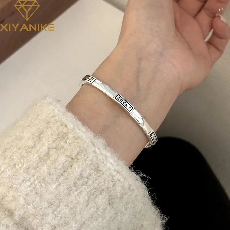 Bangle Xiyanike بسيط محظوظ للنساء فتاة الكورية الأزياء قابلة للتعديل مجوهرات حفل زفاف هدية هدية Pulseras Mujer