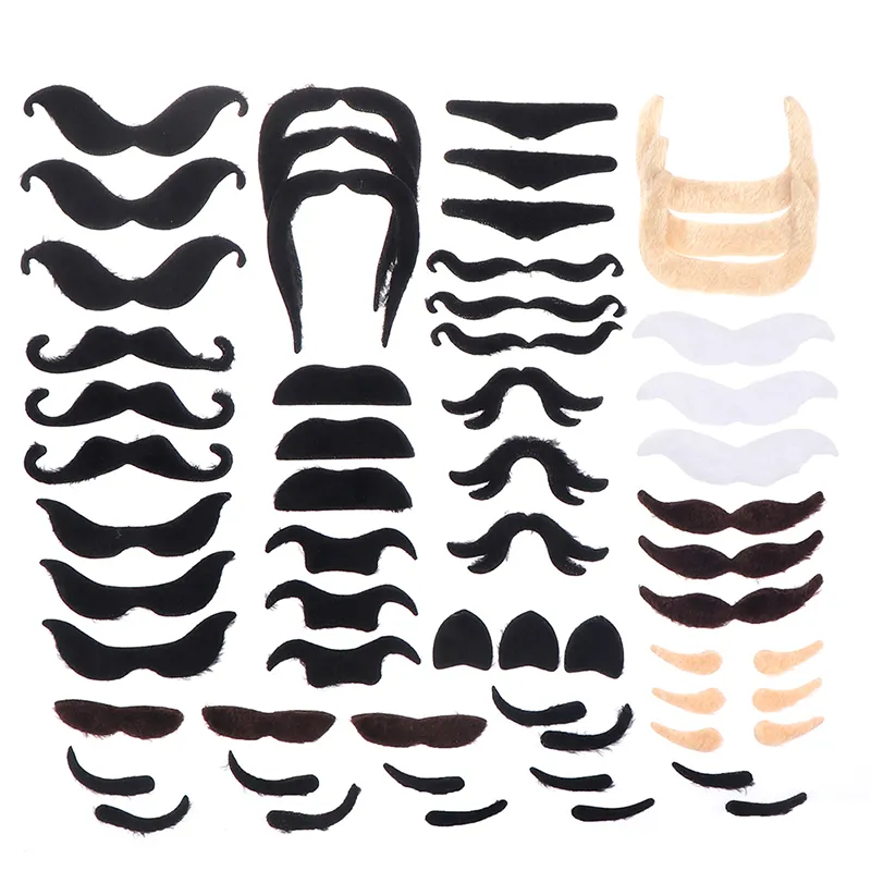 Whaline Set Di 48 Baffi Finti Autoadesivi – 10 Stili Diversi – Accessori Per Costumi Halloween E Festa