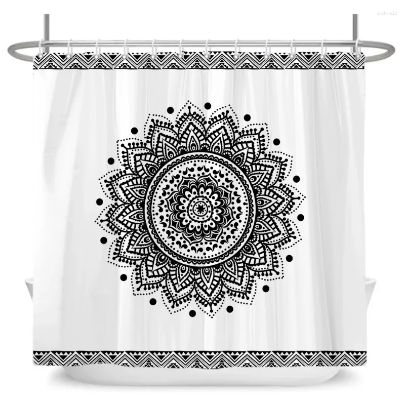 Tende per doccia arte tende boho con ganci in tessuto poliestere da bagno bohémien bagno minimalista bianco e nero