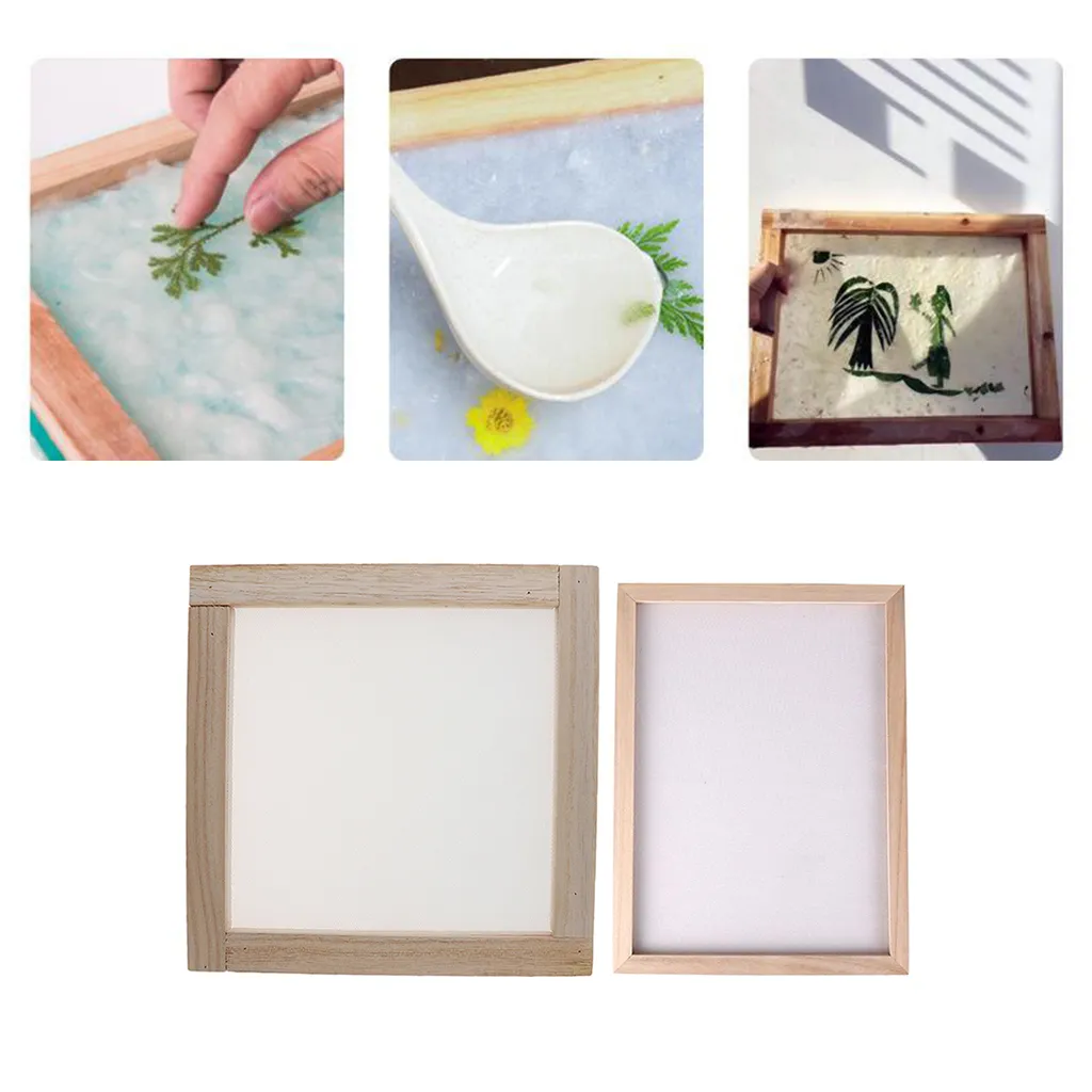 Retro Paper Making Kit Mould Screen Frame DIY Dried Flowers Art Crafts Handcraft