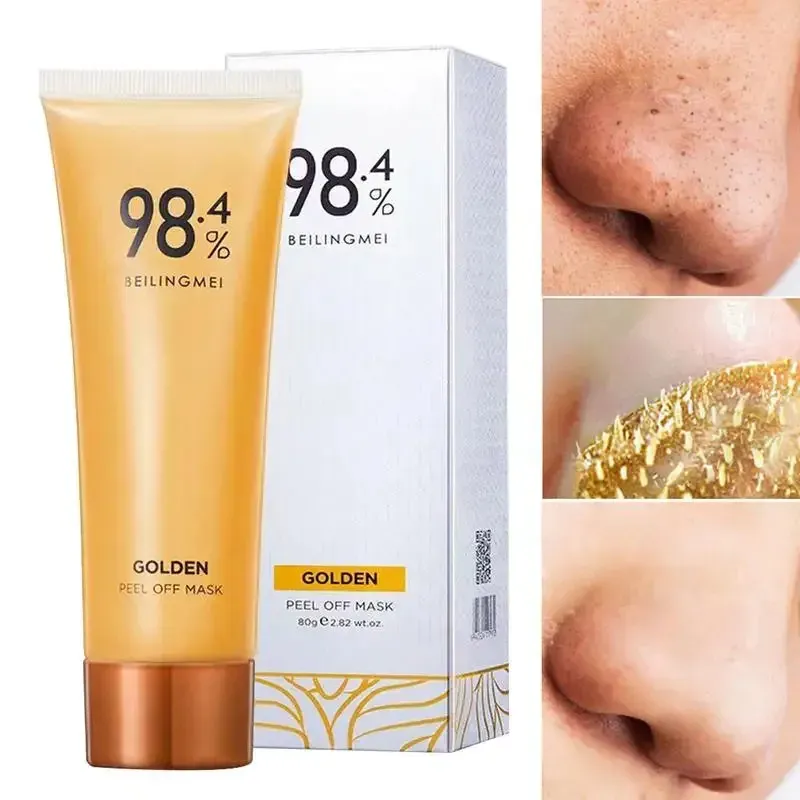 98.4% Gold Foil Peel-Off Mask Exfoliate Remove Blackheads Facial Peel-Off Mask Unclog Cleaning Pores Lift Firm Women Face Care