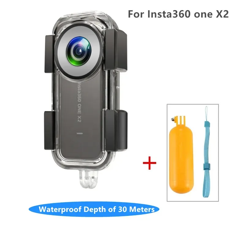 Caméras Panoramic Camera étanche Étui étanche 30m coque de protection sous-marine avec adhérence à main flottante pour Insta360 One X2 accessoires