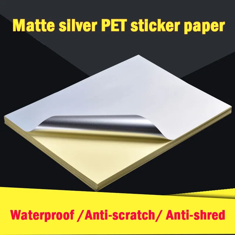 Carta A4 Adesivo opaco Silver Stampa di carta Etichetta di rivestimento UV Etichetta impermeabile a getto a getto a getto d'inchiostro