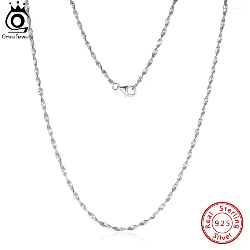 Ketens orsa juwelen Italiaanse dubbele laag watergolfketting ketting voor vrouwen 925 sterling zilveren nek sieraden sc75