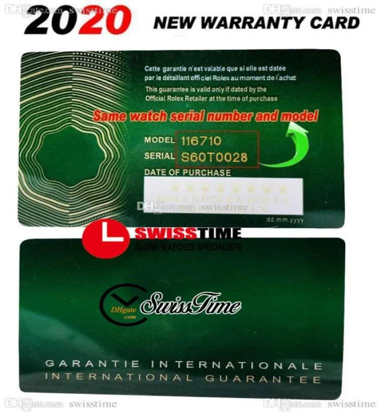 2021 Green No Boxes Carte de garantie Rollie NFC sur mesure avec couronne antiforvière et étiquette fluorescente cadeau même étiquette de série Super 5079067