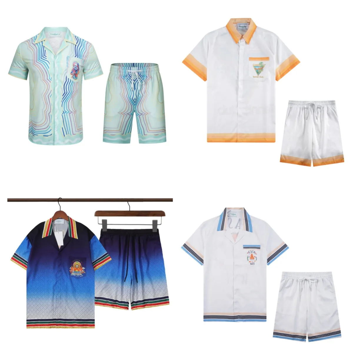 chemise de créateurs en Angleterre Casablanc Shirts pour hommes Match Matching Set Casa Blanca Short Shirts surdimension