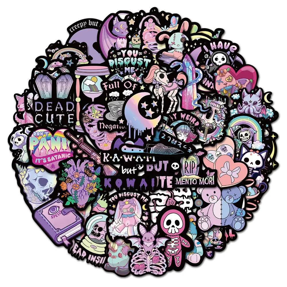Retro Aesthetic Goth Dark Stickers For Scrapbook, Laptop, Phone ...