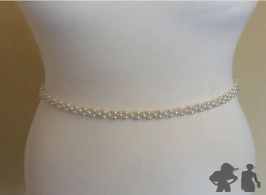 Bröllopssashes pärlband band bälte ny vintage vit brudklänning strass Sash Pearl Belt3110438