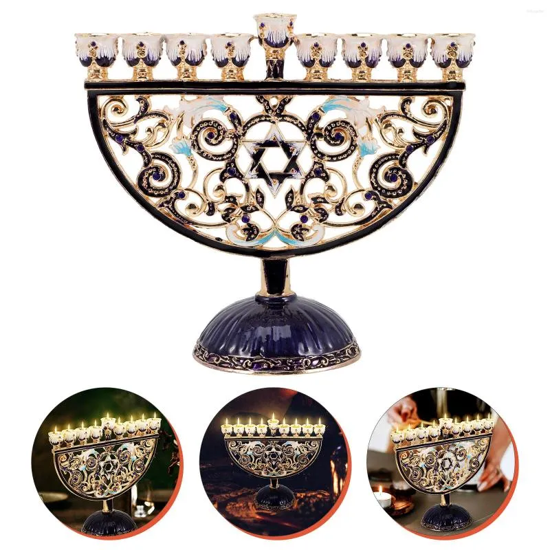 Candlers Temple Metal Bracket Tabletop Candlestick Decor Hanukkah Bureau Holder Vintage Ornement Stand Party Tectight Container