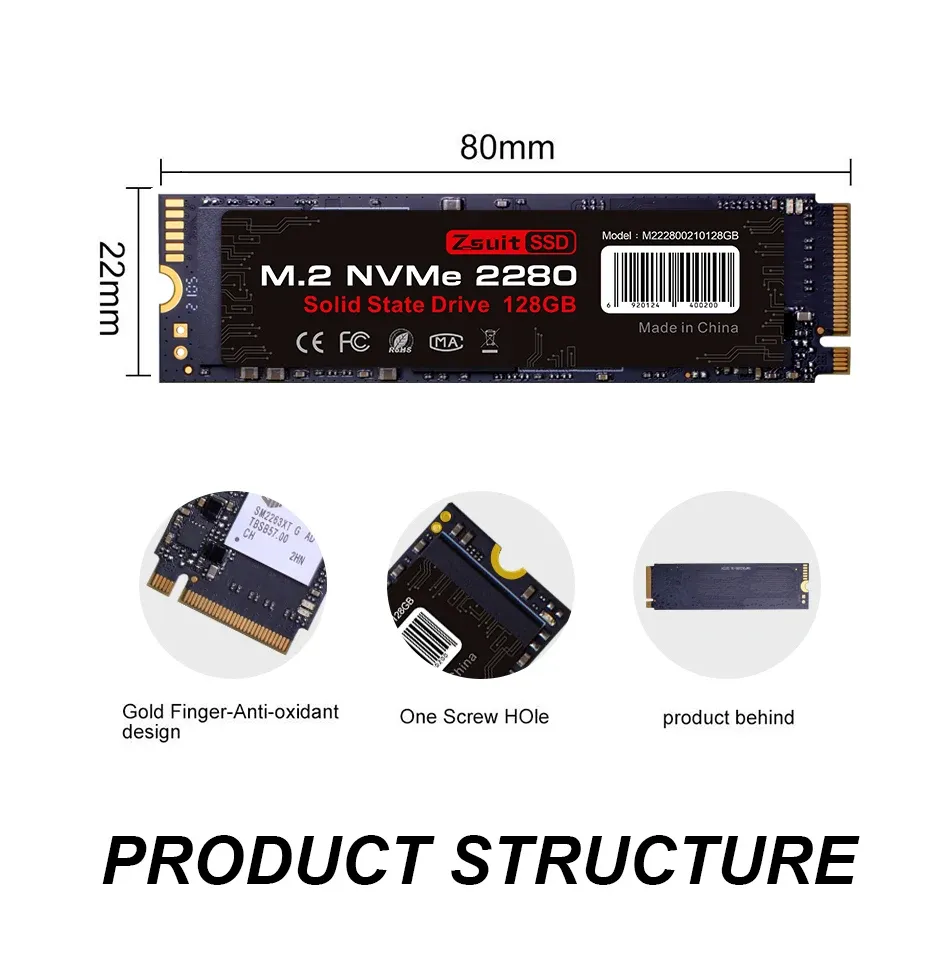 Zsuit M.2 NVMe Internal Solid State Drive SSD 120GB 128GB 256GB