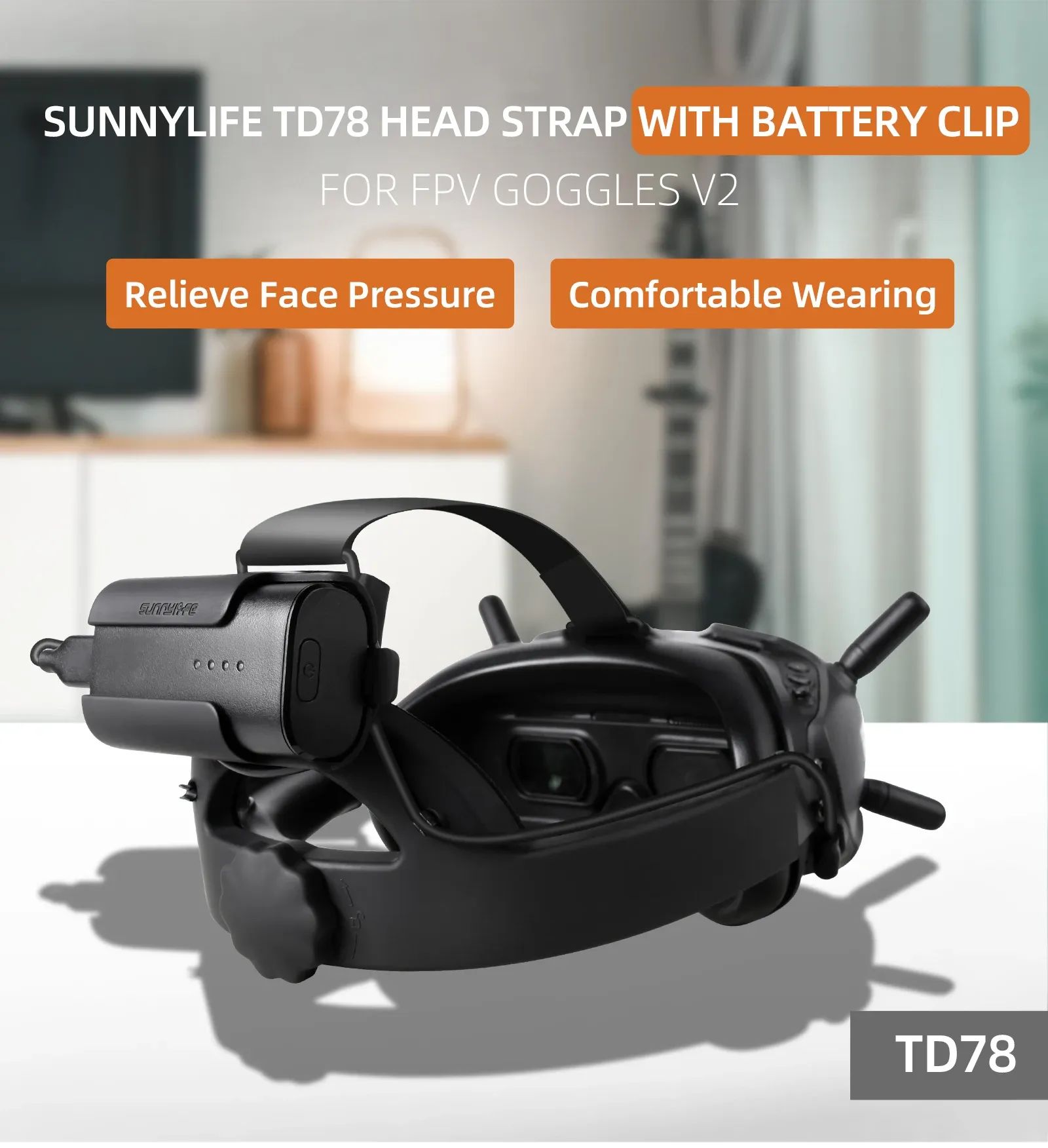 Drones Goggles V2 Adjustable Head Strap with Battery Clip Relieve Face Pressure Replacement Strap for Avata/FPV Goggles V2 Accessories