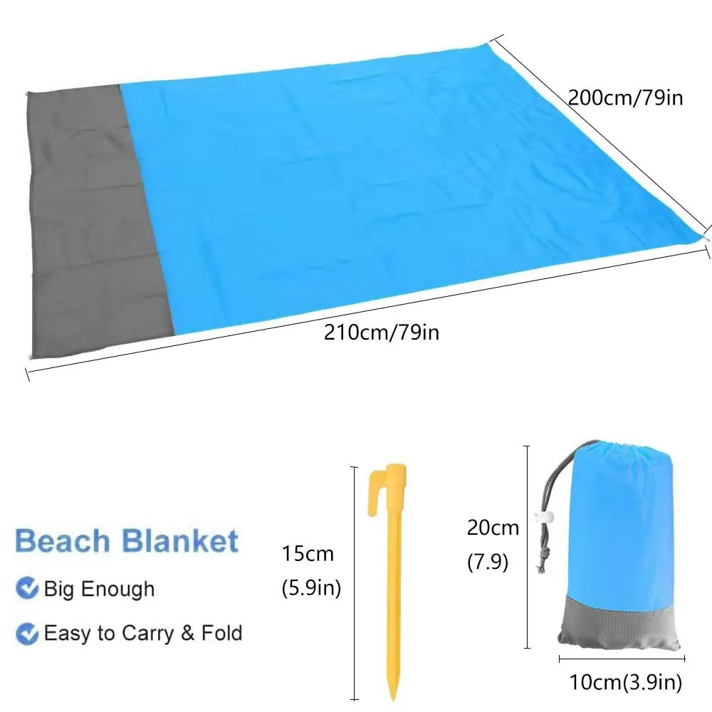 Coperta spiaggia resistente a sabbia 200 x 210 cm impermeabile in spiaggia coperta picnic leggera per sport escursionistici da viaggio