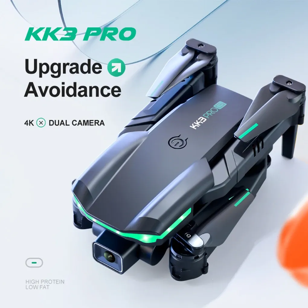 Drones Mini Drone 4K Production HD Двойная камера KK3 Pro Drone с Wi -Fi FPV Уклонение от препятствий Удаленный квадрокоптер