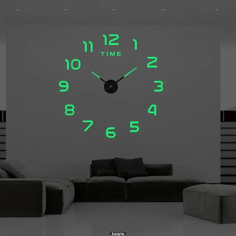 2022 Nowoczesny design duży zegar ścienny 3D DIY CARKARZ ZEWARTY MODY ZWYCIĘCIE ACRYL LUSTROWE Naklejki