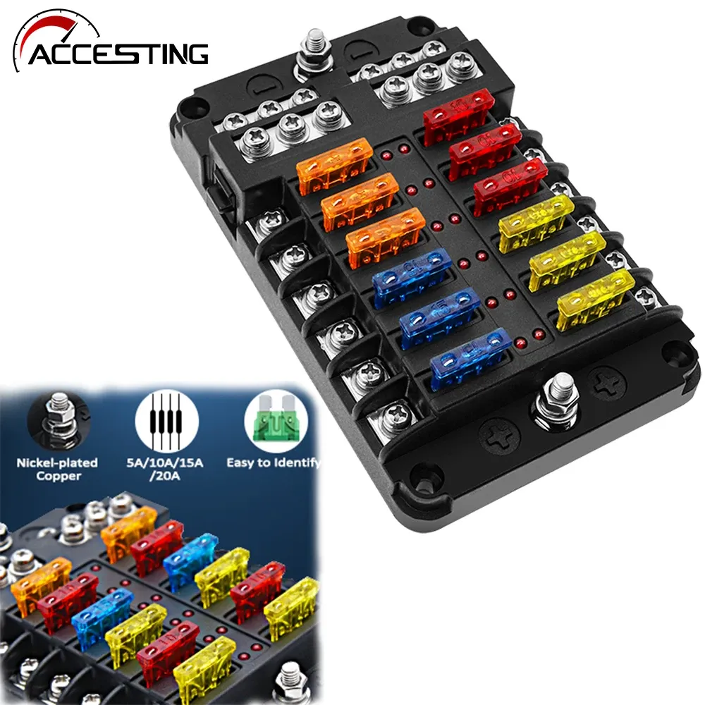 DC 12V/24V 6 Way Blade Fuse Box Block Holder 6pcs Fuses 3A/5A/10A/15A/20A/30A For Auto Car-in - View #10
