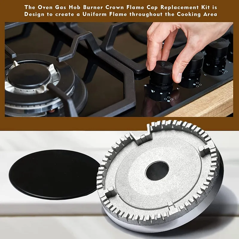 Hotpoint Gas Hob Burner Flame Cap Crown Kit - Black, Small/Medium/Large (OV4534213)