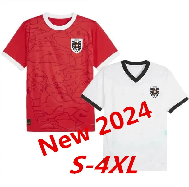 S-4XL Oostenrijk Euro 2024 Home Away Kits Men Tops T-shirts Uniformen Sets Red Tops White Tees 999